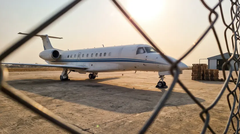 Private jet Ghana: Embraer Legacy 600 parked at Kotoka International